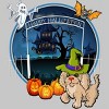 Men's Design By Humans Puppy Dog Witch Hat Halloween Ghost By Fractals T-Shirt - 2 of 4