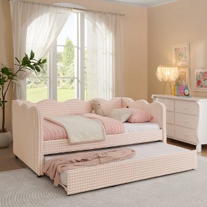 Lycvki Gingham Sofa with Trundle Twin Size Bed Frame No Mattress - 1 of 4