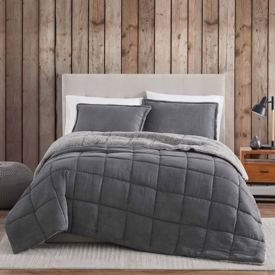 King Gray Reversible Microfiber Down Alternative Comforter Set