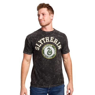 Harry Potter Slytherin Varsity Men's Gray Vintage Mineral Wash Oversized Crew Neck Short Sleeve T-shirt