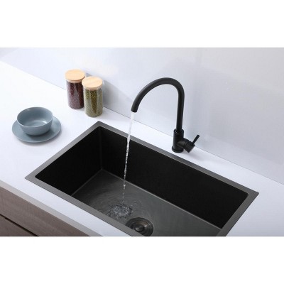Brushed Nickel Gooseneck Single Handle Kitchen Faucet