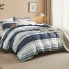 3 Pieces Reversible Striped Duvet Cover Set with Zipper Closure Bedding Set with 8 Corner Ties - 2 of 4