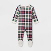 Baby Plaid Ribbed Holiday Matching Family Footed Pajamas - Wondershop™ Cream - 2 of 4