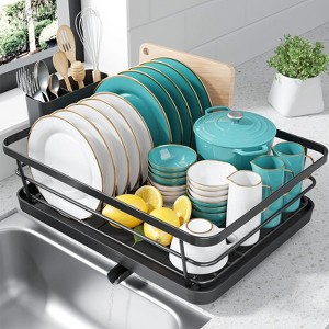 LunaLulinlk Dish Drying Rack, Compact Dish Racks for Kitchen Counter, Black - 1 of 4