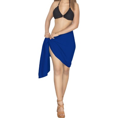 LA LEELA Women's Beachwear Summer Beach Wrap Bikini Wraps Sarong Swimwear Swim Cover Up Skirt Pareo Coverups for Women One Size Blue,Solid