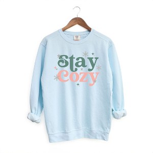 Simply Sage Market Women's  Garment Dyed Graphic Sweatshirt Stay Cozy Snowflake - 1 of 3