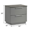 Vynxaria Contemporary 2-Drawer Nightstand - 2-Tone High-Gloss Marble/Lacquer (Gray), Red Velvet-Lined Top Drawer, Metal-Finished Legs - 4 of 4
