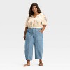 Women's Balloon Elbow Sleeve Eyelet Blouse - Universal Thread™ Cream Floral - 3 of 3