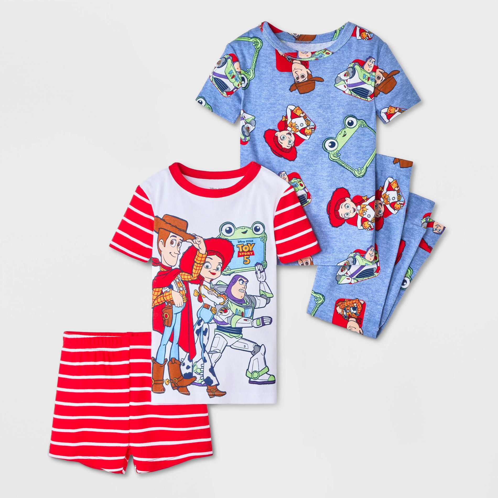 Toddler Boys' 4pc Toy Story 5 Cotton Pajama Set - Red/White/Blue