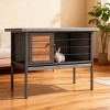 Aortzio 36"W Steel Frame Wooden Rabbit Hutch with No Leak Tray - 2 of 4