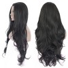 Unique Bargains Women's Long Natural Curly Lace Front Wigs with Wig Cap 26" Black 1PC - 3 of 4