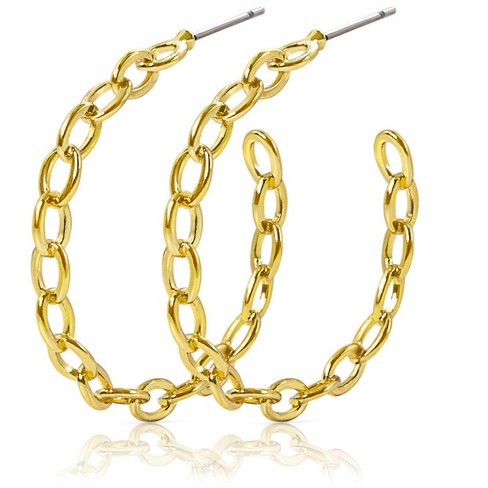 Benevolence La Chain Hoop Earrings For Women 14 Karat Gold Hoop Earrings  30mm : Target