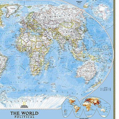 National Geographic Laminated World Map, 43.5" x 30.5"