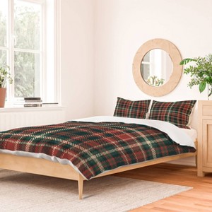 Deny Designs Full/Queen Avenie Vintage Christmas Plaid Duvet Cover and Pillow Sham Red - 1 of 4