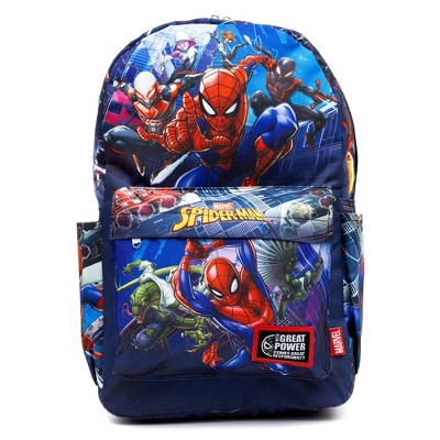 Marvel Spider-Man Across The Spider-Verse Boys 17 Laptop Backpack 2-Piece Set with Lunch Black Blue