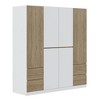 6-Doors Wooden Wardrobe Storage for Bedroom,with 4 Drawers,White+Nature - 4 of 4