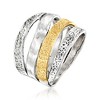 Ross-Simons Two-Tone Sterling Silver Textured and Polished Multi-Row Ring - 3 of 4