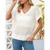 Womens V Neck Summer Pullover Sweater Vests Cap Sleeve Tops Casual Loose Fit Lightweight Knit Vest Tops - 3 of 4