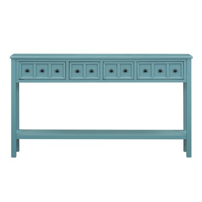 Tramull Rustic Console Table with 4 Drawers, Sofa Table with Storage Shelf for Entryway, Hallway & Living Room