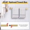Itopfox Brushed Gold Bathroom Hardware Set 5 Piece Stainless Steel Wall Mounted Includes 23.6 Inch Towel Bar Ring Shelf Hooks - 2 of 4