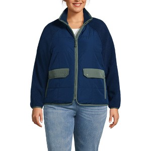 Lands' End Women's Mixed Media High Pile Fleece Jacket - 1 of 4