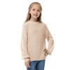 Girls Pullover Sweater Cable Knit Soft Comfy Sweater for Girls Crew Neck Sweater Puff Sleeve Ribbed Knit Cuff - 4 of 4