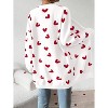 Heart Cardigan Sweater for Women Oversized Valentine Cardigan Cute Love Print Open Front Knit Sweaters Coat with Pockets - 3 of 4
