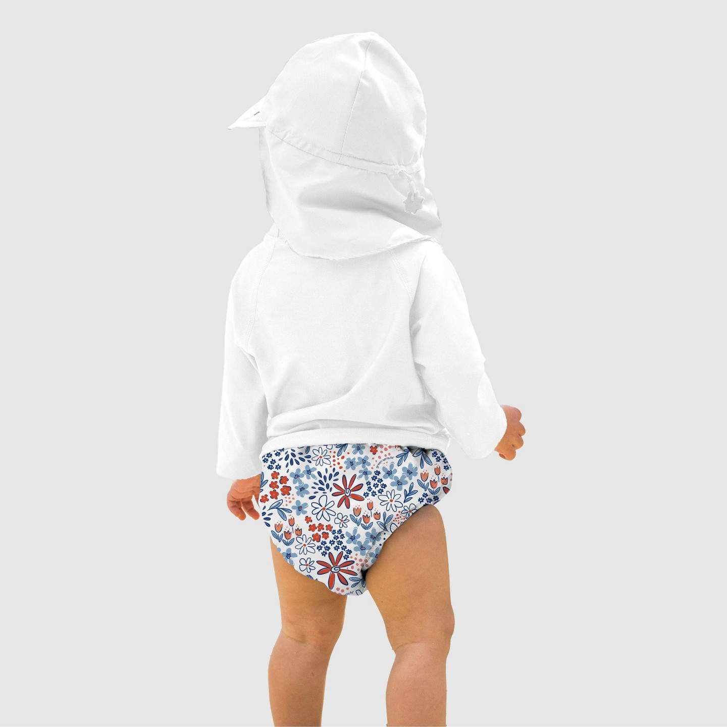Купальник Diaper для детей, цветочный принт — green sprouts, цвет: Зелёный — фото 3