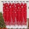 Red Christmas Snowflake Window Curtain, Velvet Blackout Curtain, Holiday Decorative Room Darkening Drapes for Bedroom Living Room, 2 Panels 52 x 84in - 3 of 4
