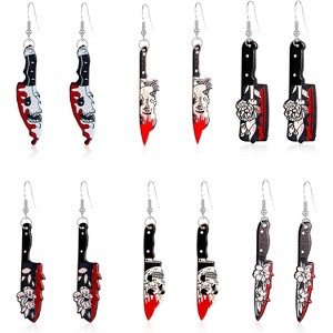 Dark Statement Knife Earring Set - 6 Pairs of Punk Gothic Dangle Earrings for an Edgy Hip Hop Look - 1 of 4