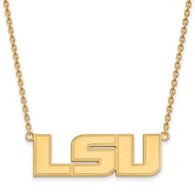 Black Bow Jewelry 10k Yellow Gold Louisiana State Fighting Tigers NCAA Necklace 18 Inch