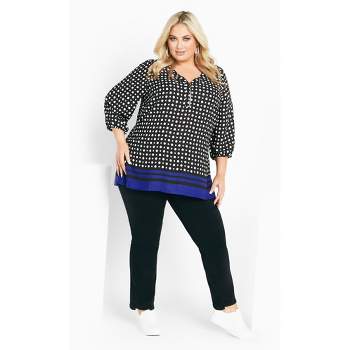 AVENUE | Women's Plus Size Blouse Ll Prt - Black/Red Geo - 14W