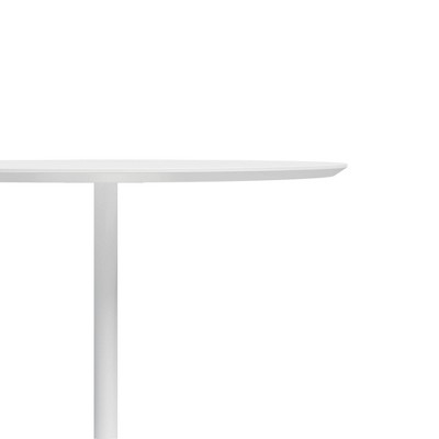 34" Modern Round Wood & Metal Dining Table in High Gloss White