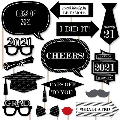 Big Dot of Happiness Graduation Cheers - 2021 Graduation Photo Booth Props Kit - 20 Count