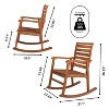 Carey Modern Slat-Back Acacia Wood Patio Outdoor Rocking Chair - JONATHAN Y - 3 of 4