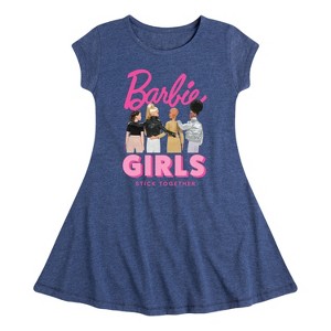 Girls' - Barbie - Girls Stick Together Fit & Flair Cap Sleeve Dress - 1 of 2