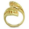 Slickblue Women's Gold Cuff-Style Ring with Leaf Motif – Multi-Color Crystal Accents, Textured Finish, Sizes 5–10 - 3 of 4