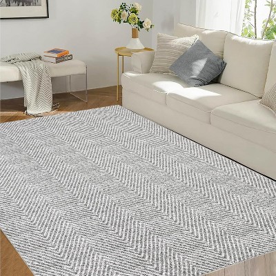 Acekool Printed Area Rug with Braided-Look Texture, Machine Washable, Non-Slip Indoor Carpet for Living Room, Bedroom, Home Decor