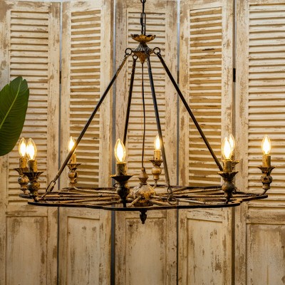 36"Wx36"D Vintage Metal 8-Lights Pendant Light, Antique Chandeliers,Ceiling Lights Light Fixtures-Maison Boucle