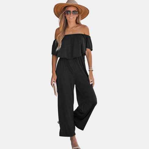 Women's Drawstring Jogger Jumpsuit - Cupshe-xl-black : Target