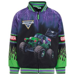 Monster Jam Grave Digger El Toro Loco Megalodon Zip Up Varsity Bomber Jacket Little Kid - 1 of 4