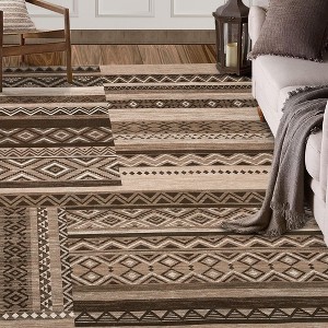 TackView Machine Washable Area Rug Geometric Vintage Carpet Foldable Thin Non Slip Indoor Rug for Living Room Bedroom Dining Room - 1 of 4