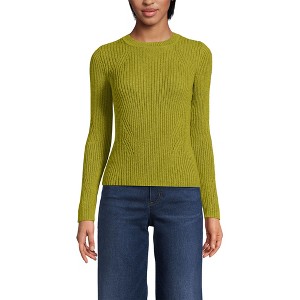 Lands' End Women's Cotton Blend Marl Ribbed Crew Neck Sweater - 1 of 3
