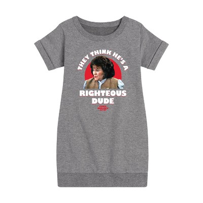 - Ferris Bueller's Day Off - Righteous Dude Graphic Short Sleeve Fleece Dress
