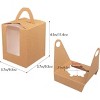 25 Count Auto-pop up Individual Cupcake Boxes with Window, Brown Single Cupcakes Carrier - 2 of 4