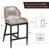Counter Height Bar Stools Set of 2 Boho Rope Counter Height Bar Stools Rattan Woven Aluminum Modern Barstools - 3 of 4