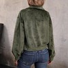 Features: Cropped jackets for women, corduroy, button front, long sleeve, collar neck, drop shoulder, with flap pockets - 4 of 4