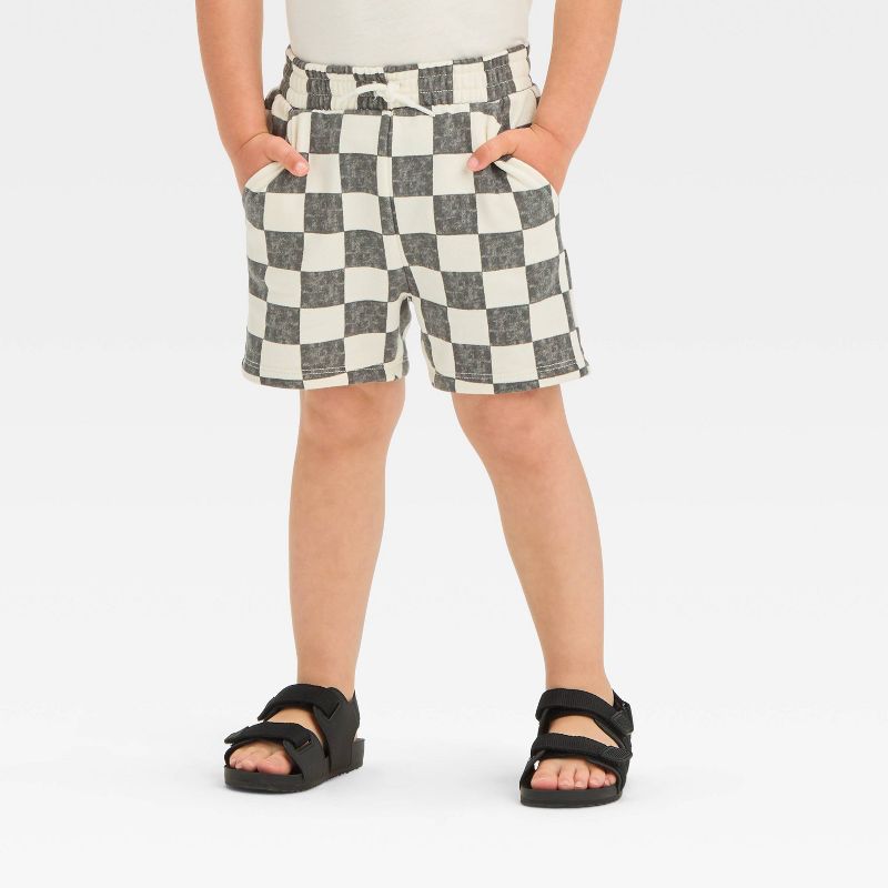 Grayson Mini Toddler Boys' Checkerboard Printed Pull-On Cargo Shorts, 1 of 6