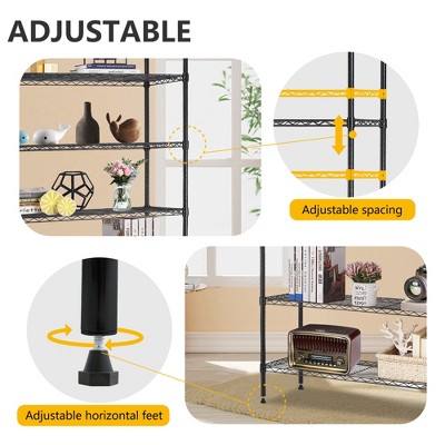Black Heavy Duty 6-Tier Adjustable Metal Wire Shelving Unit