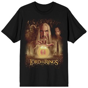 Lord Of The Rings Two Towers Saruman Poster Art Crew Neck Short Sleeve Men's Black T-shirt - 1 of 1